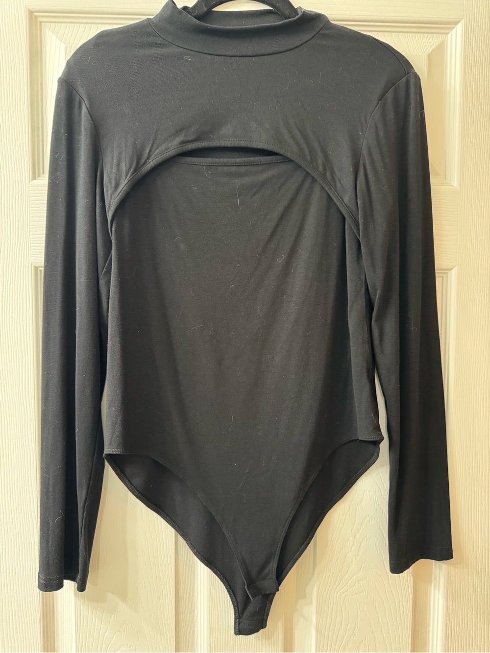 Mango Black Long-Sleeve Cutout Bodysuit